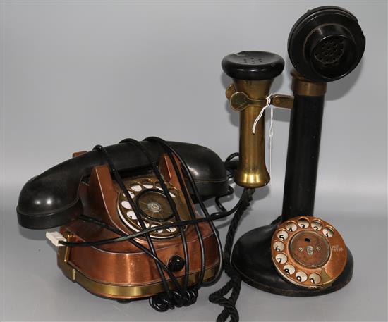 A stick telephone and another